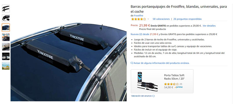 barra portaequipajes