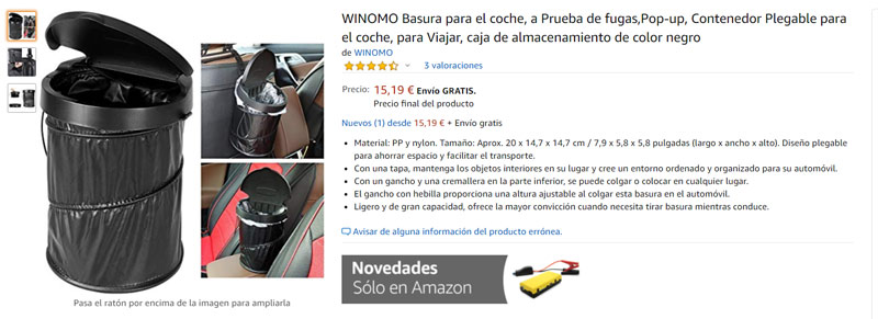 basura para el coche