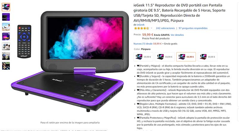 reproductor de DVD portátil