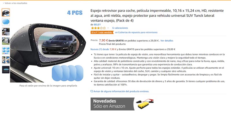 espejo retrovisor impermeable-comprar cosas para el coche